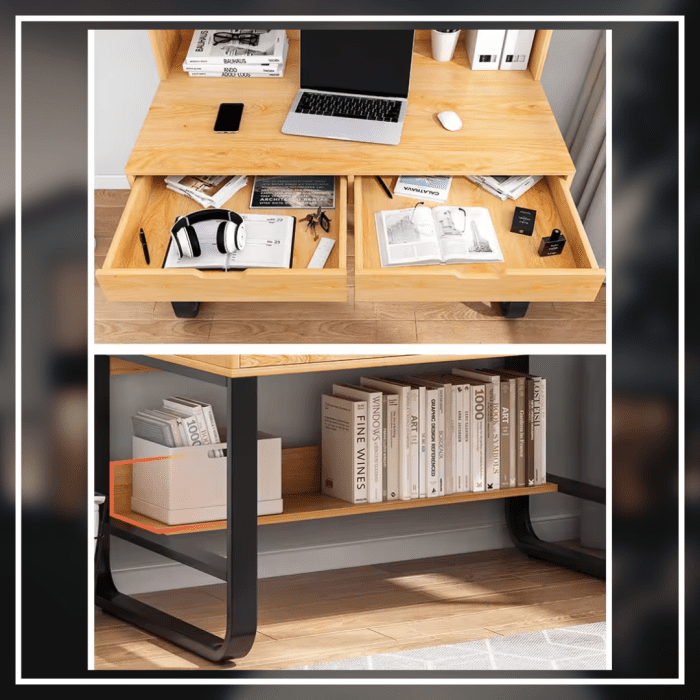 RackNRead Table | Study Working Home Office Desk | Pine Yellow Color - Image 5