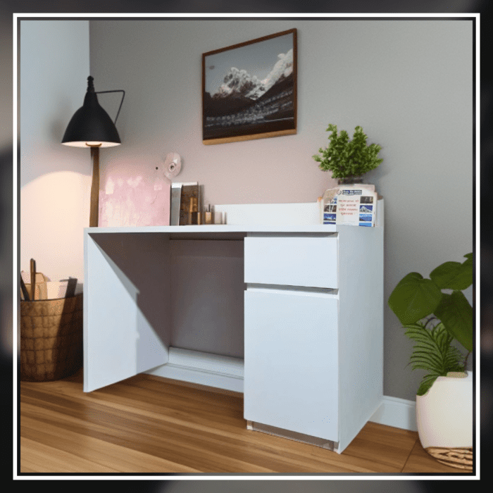 WisdomWorkstation | Study Table With Side Storage Box And Drawer | White - Image 4