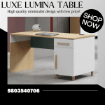 Modern Miracles Made In Nepal Abira “Luxe Lumina Table” This name emphasizes the high-quality design, affordability, and modern aesthetics of the desk. “Lumina” suggests light, brilliance, and sophistication, making it an attractive choice for your product.