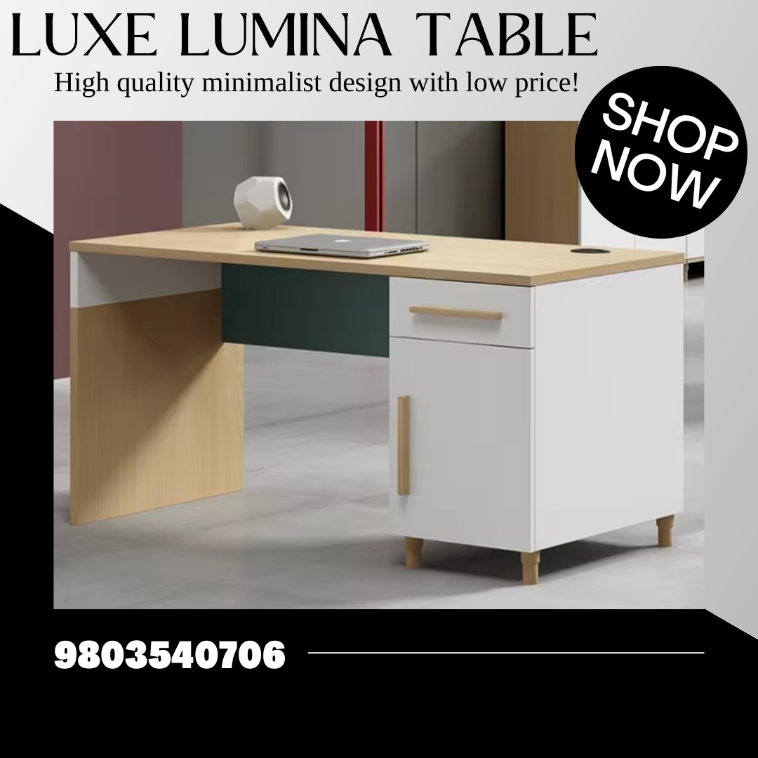 “Luxe Lumina Table” Modern Miracles Made In Nepal Abira “Luxe Lumina Table” This name emphasizes the high-quality design, affordability, and modern aesthetics of the desk. “Lumina” suggests light, brilliance, and sophistication, making it an attractive choice for your product.