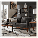 Comfort Couch by Modern Miracles Furniture Hub: Beige, grey, or dark grey linen upholstered sofa and loveseat with walnut wood finish and mid-century aesthetic, ideal for contemporary living rooms in Nepal