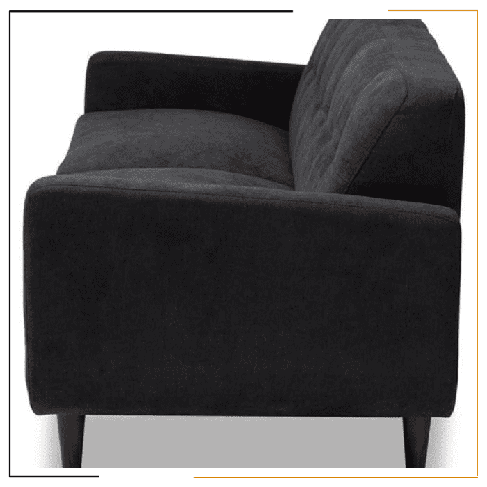 Miracles Couch by Modern Miracles Furniture Hub: Beige, grey, or dark grey linen upholstered sofa and loveseat with walnut wood finish and mid-century aesthetic, ideal for contemporary living rooms in Nepal