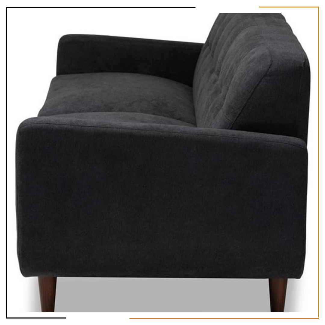 Miracles Couch | HandCrafted Sofa | Customization Available Miracles Couch by Modern Miracles Furniture Hub: Beige, grey, or dark grey linen upholstered sofa and loveseat with walnut wood finish and mid-century aesthetic, ideal for contemporary living rooms in Nepal