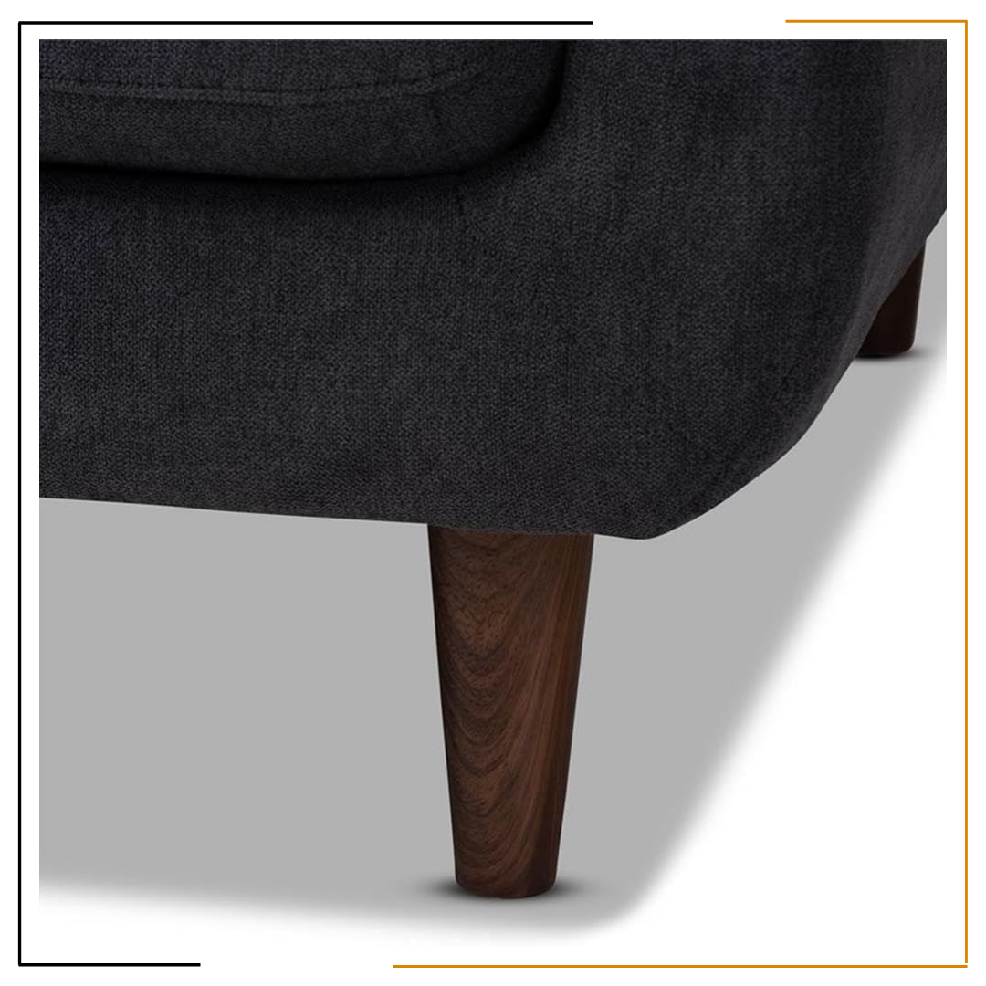 Miracles Couch | HandCrafted Sofa | Customization Available Miracles Couch by Modern Miracles Furniture Hub: Beige, grey, or dark grey linen upholstered sofa and loveseat with walnut wood finish and mid-century aesthetic, ideal for contemporary living rooms in Nepal