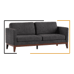 Comfort Couch by Modern Miracles Furniture Hub: Beige, grey, or dark grey linen upholstered sofa and loveseat with walnut wood finish and mid-century aesthetic, ideal for contemporary living rooms in Nepal