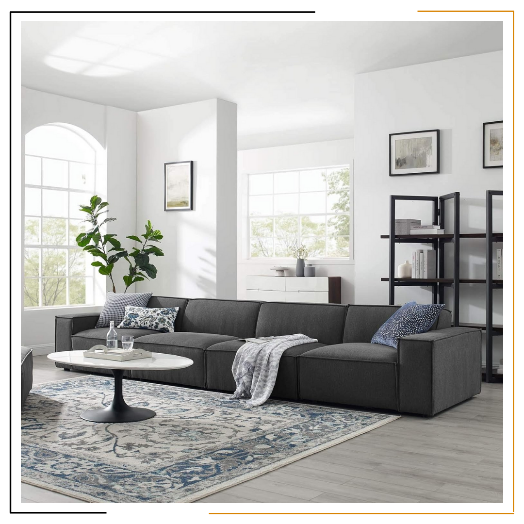 Saathi Sofa Handmade Premium Quality Sofa  Customization Saathi Sofa - a sleek and stylish black L-shaped sectional sofa with wooden legs, perfect for adding comfort and elegance to any living space.