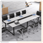 BAITHAK Meeting Table for Office – 240x120 cm large conference table in white with high-grade prelam engineering wood finish, perfect for meetings and executive rooms.