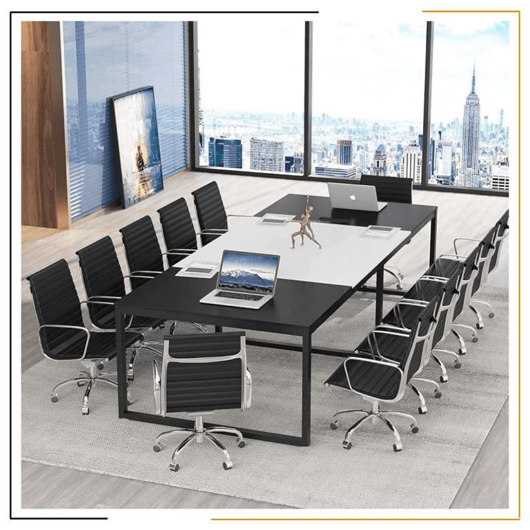 NIRNAYA Meeting Table – Black & White 8 Ft x 4 Ft Conference Table for Offices in Nepal