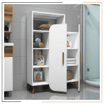 Stylish wooden storage bookcase with open shelves and closed storage compartments, perfect for books and decor.