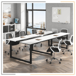 BAITHAK Meeting Table for Office – 240x120 cm large conference table in white with high-grade prelam engineering wood finish, perfect for meetings and executive rooms.