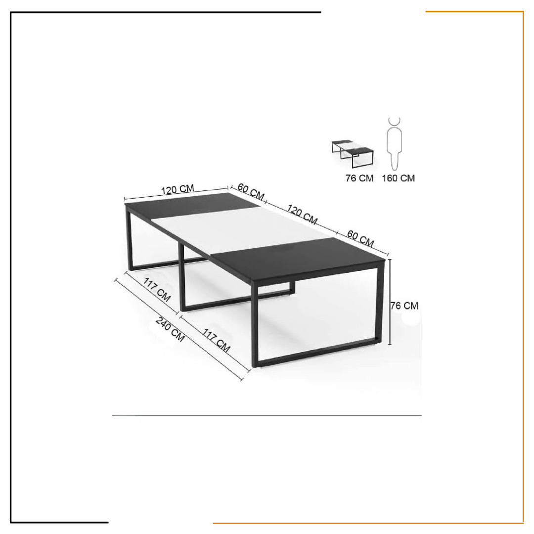 NIRNAYA Meeting Table - Large Conference Table for Offices in Nepal | Modern Black & White Design NIRNAYA Meeting Table – Black & White 8 Ft x 4 Ft Conference Table for Offices in Nepal