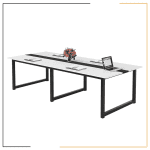 BAITHAK Meeting Table for Office – 240x120 cm large conference table in white with high-grade prelam engineering wood finish, perfect for meetings and executive rooms.